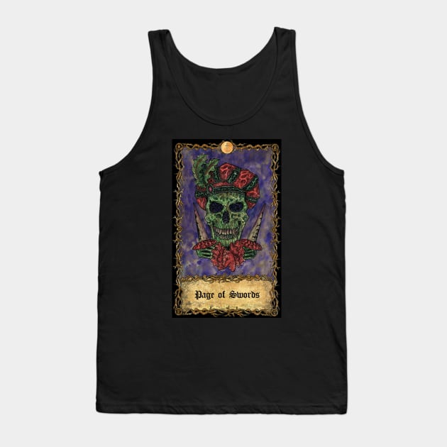 Page Of Swords. Eternal Bones Tarot (Colorful) design. Tank Top by Mystic Arts